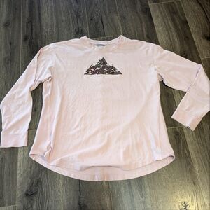 - Columbia Pink Long Sleeve Shirt with Mountain Graphic In Camo Print. Siz…